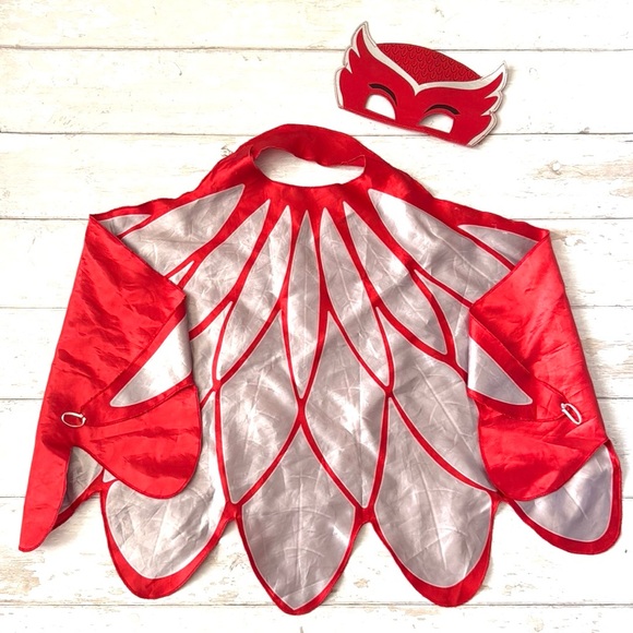 Owlette PJ Masks Toddler Costume Cape Wings & Eye Mask Red Dress Up Halloween - Picture 1 of 3